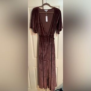 Baltic Born Meghan Velvet Wrap Maxi Dress, Dusty Plum, XXL